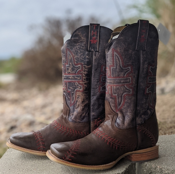 TIN HAUL men's "Slugger" baseball theme leather cowboy western boots NEW in box - Picture 11 of 16